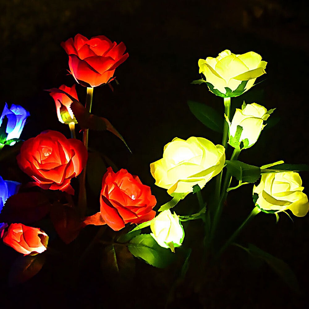Solar Powered Rose Light Flower Lights Lamp Pink Rose Solar Powered Rose Light Flower Lights Lamp Pink Rose